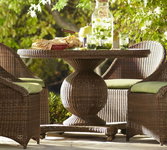 Palmetto 48 5 All Weather Wicker Round, Round Wicker Dining Table Outdoor