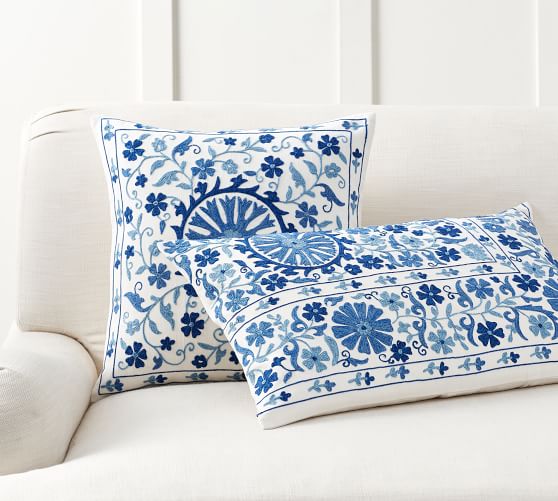 pottery barn embroidered pillow