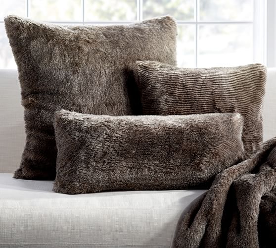 pottery barn fur pillows