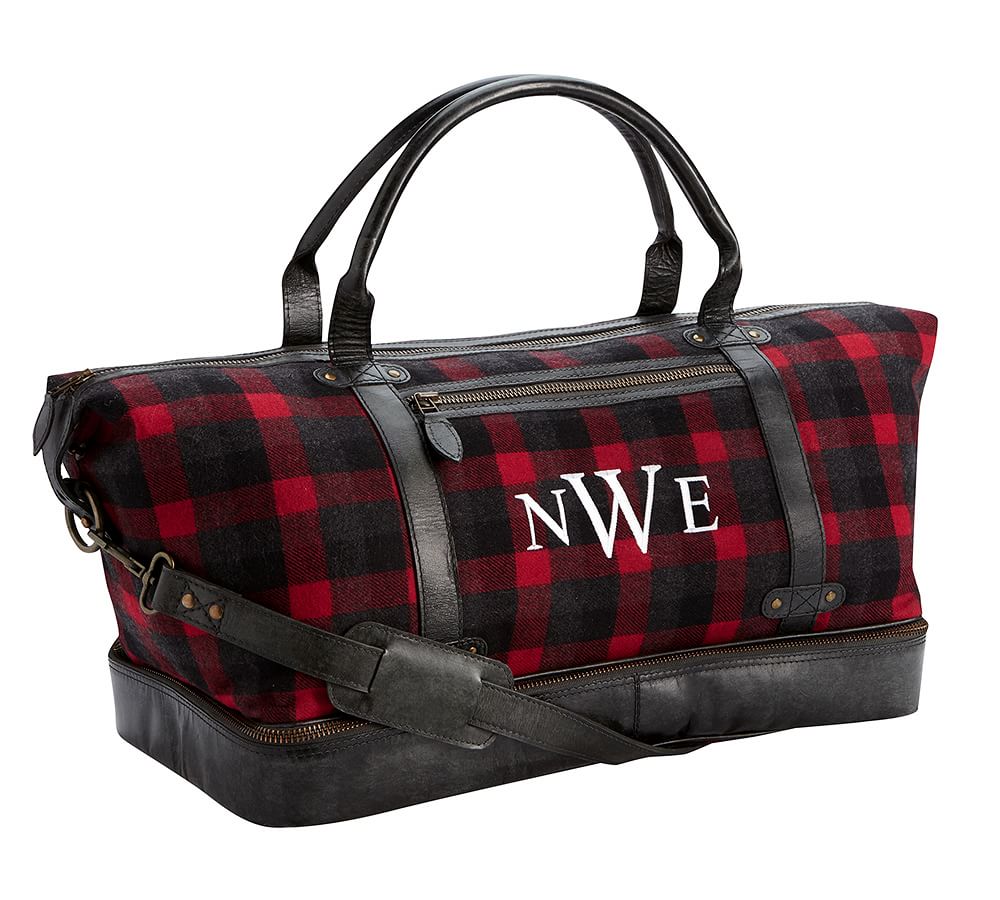 buffalo check weekender bag