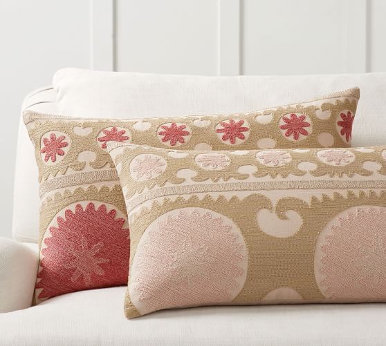pottery barn embroidered pillow