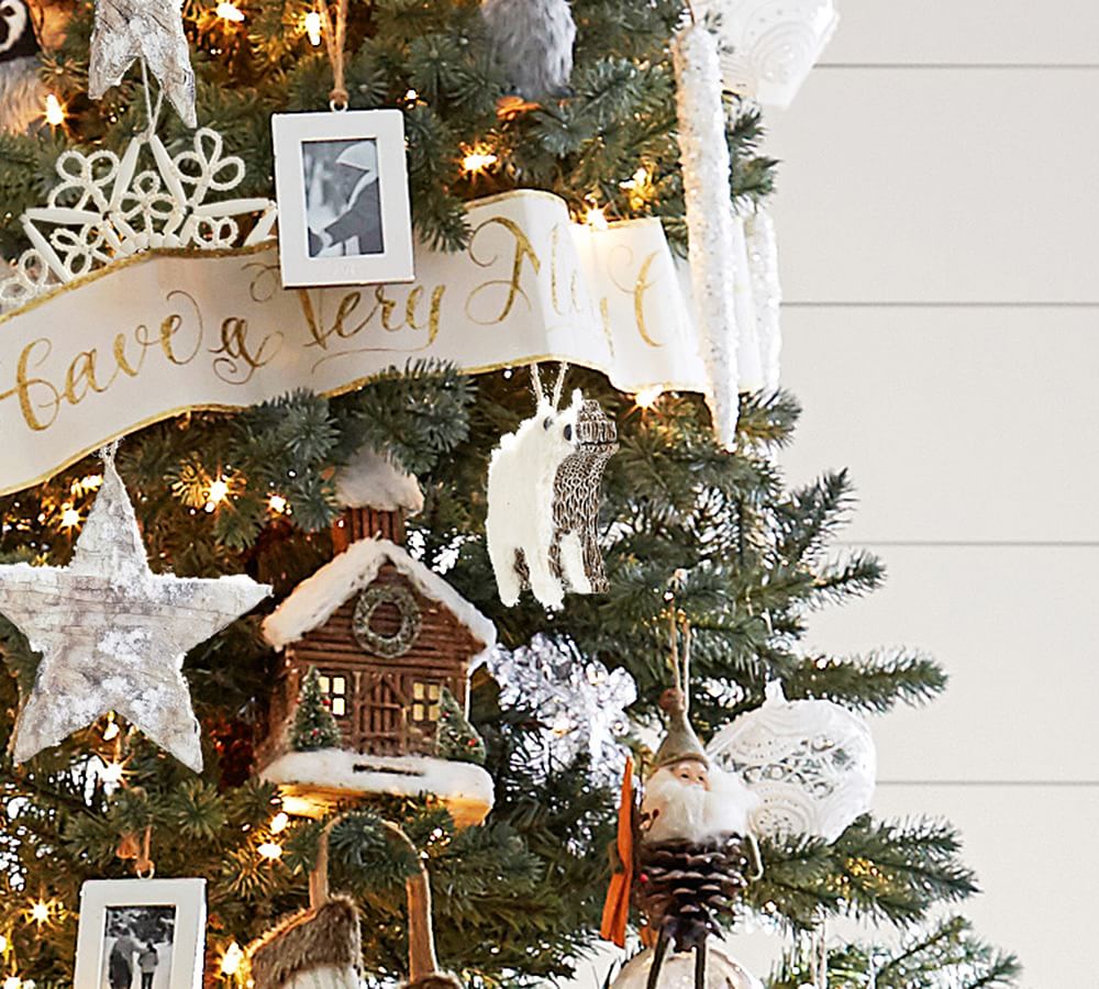 Corrugate Polar Bear Christmas Ornament | Pottery Barn