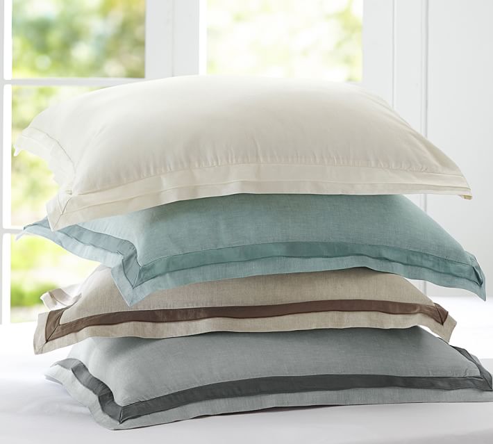Linen with Silk Trim Patterned Duvet Cover & Sham Pottery Barn