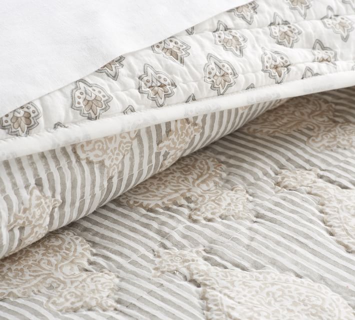 Rissa Reversible Block Print Quilted Pillow Sham | Pottery Barn