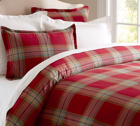 Blake Plaid Patterned Duvet Cover & Sham Pottery Barn
