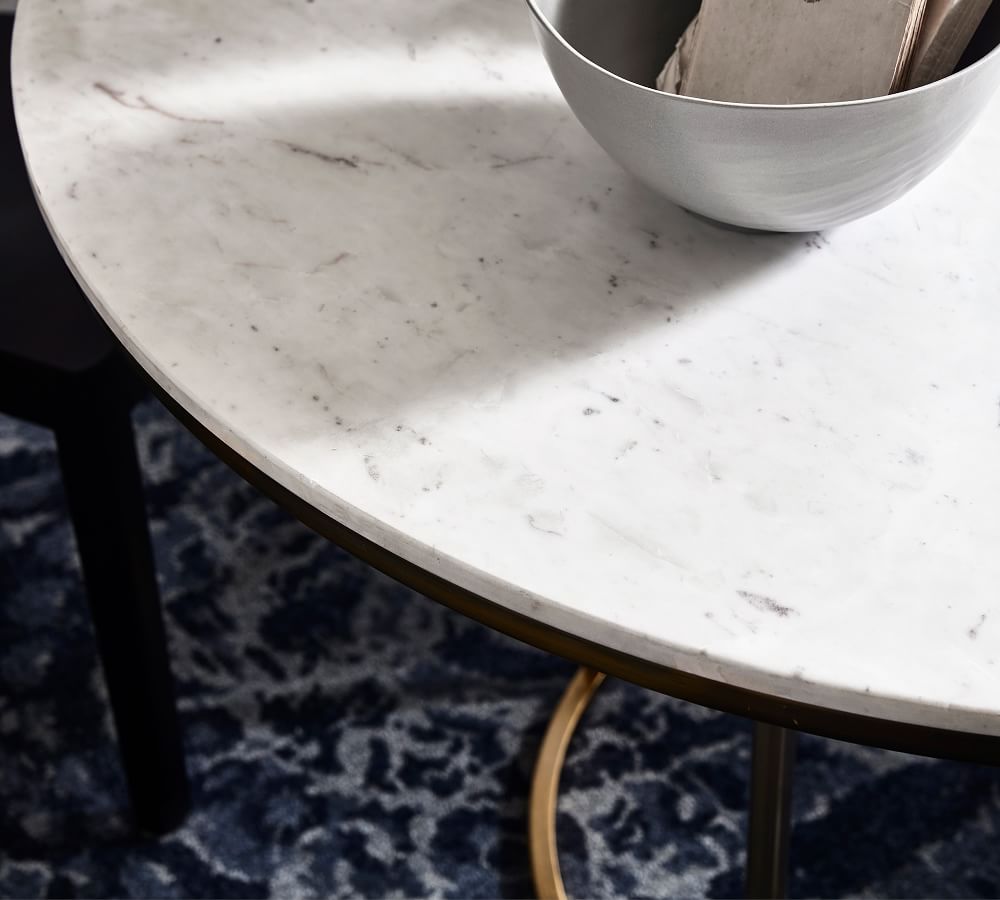 delaney round marble pedestal dining table