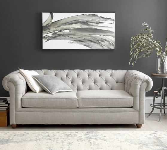 Chesterfield Roll Arm Upholstered, Gray Sofa Bed