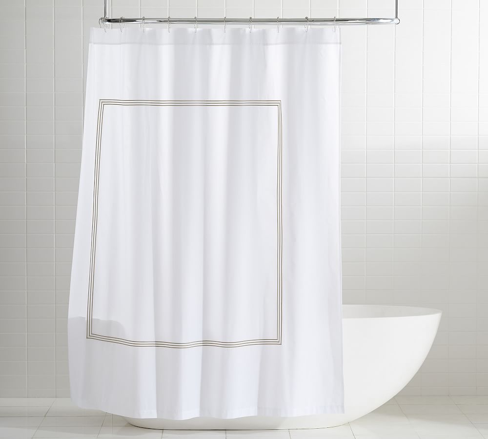 Grand Embroidered Organic Shower Curtain Pottery Barn