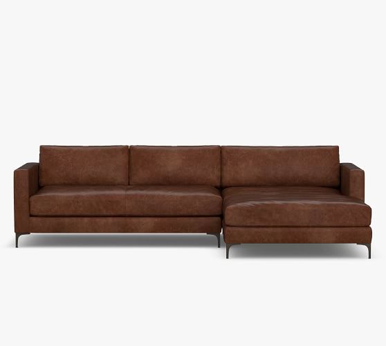 Jake Leather Sofa Double Wide Chaise, Sectional Leather Sofas
