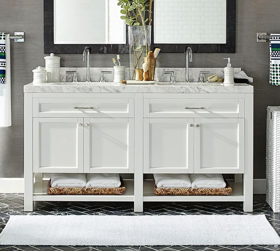 Piedmont 60 Double Sink Vanity, 60 White Bathroom Vanity Double Sink