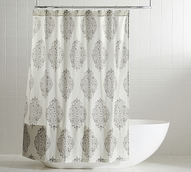 Asher Organic Shower Curtain Pottery Barn Asher Organic Shower Curtain Pottery Barn, Light Grey Shower Curtain