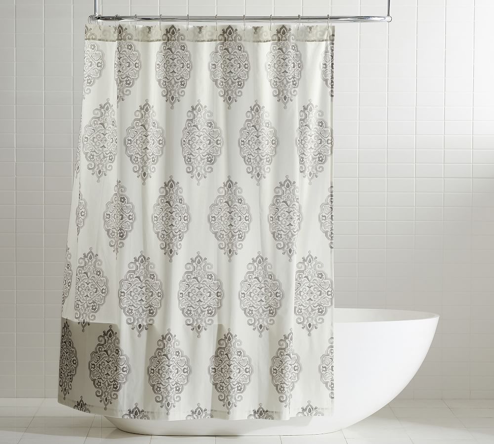 Asher Organic Shower Curtain Pottery Barn