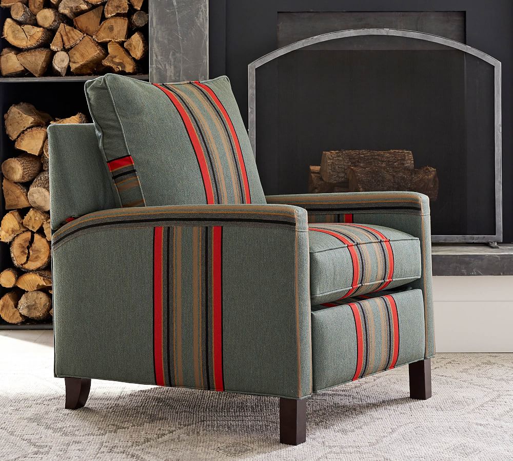 Sunbrella Performance Pendleton Yakima Park Tyler Upholstered Recliner Pottery Barn