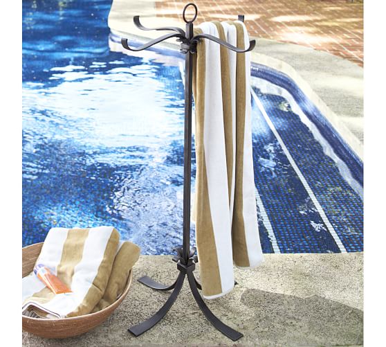 Bronze Pool Towel Stand Pottery Barn, Outdoor Towel Stand