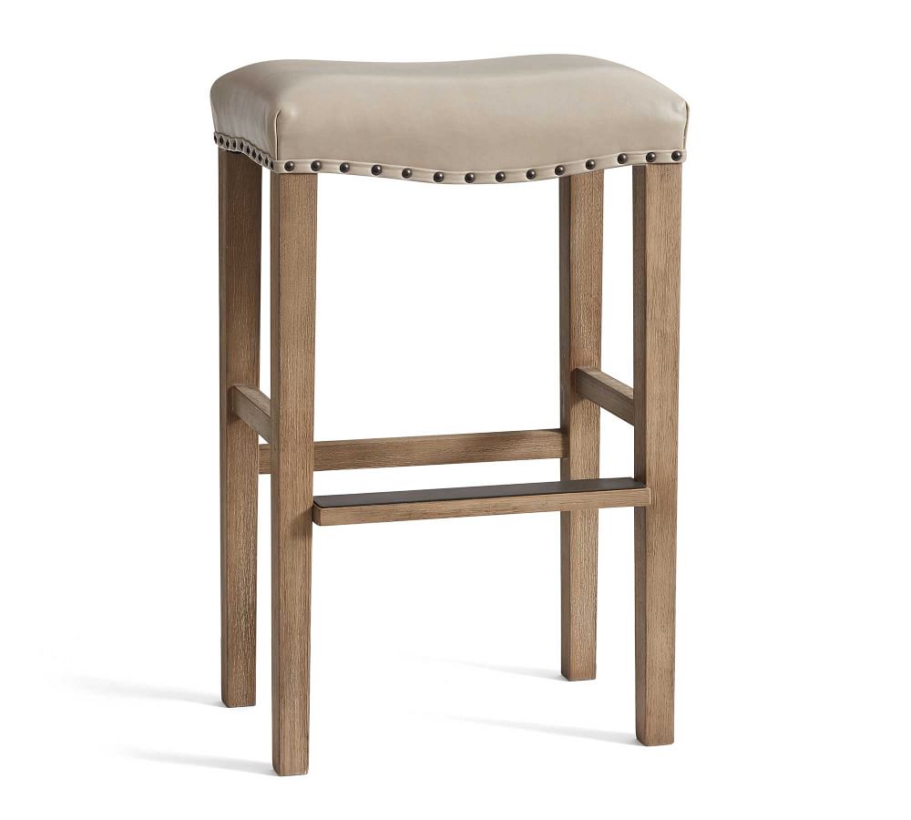 Manchester Backless Leather Counter Stool Pottery Barn