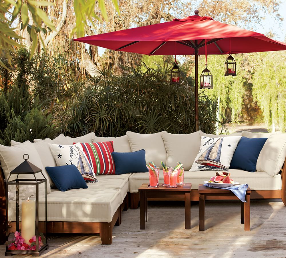 Chesapeake Low Platform Outdoor Sectional Set Pottery Barn