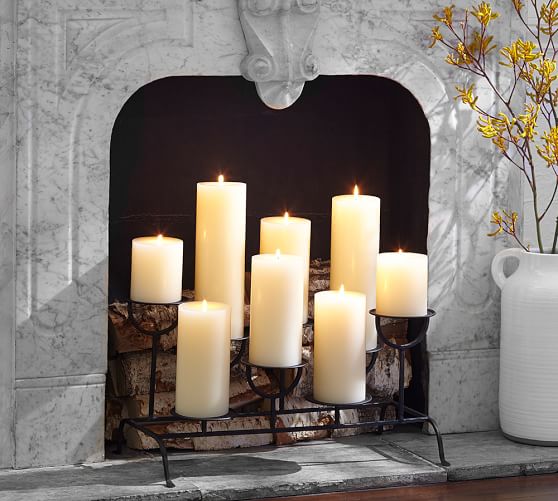 Fireplace Candleholder Pottery Barn, How To Display Candles In A Fireplace
