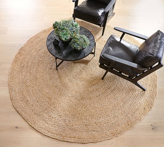 Round Braided Jute Rug Pottery Barn, What Size Round Rug For 48 Table