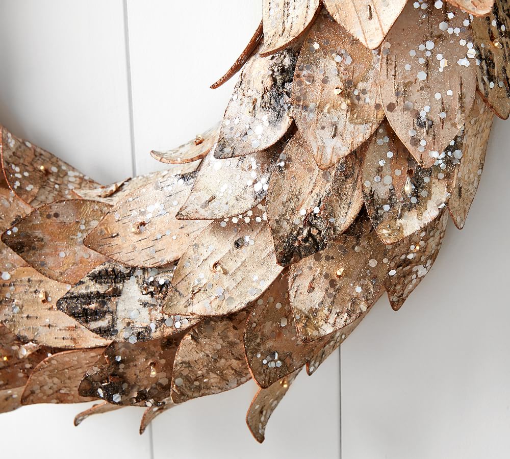PreLit Birch Wreath Pottery Barn