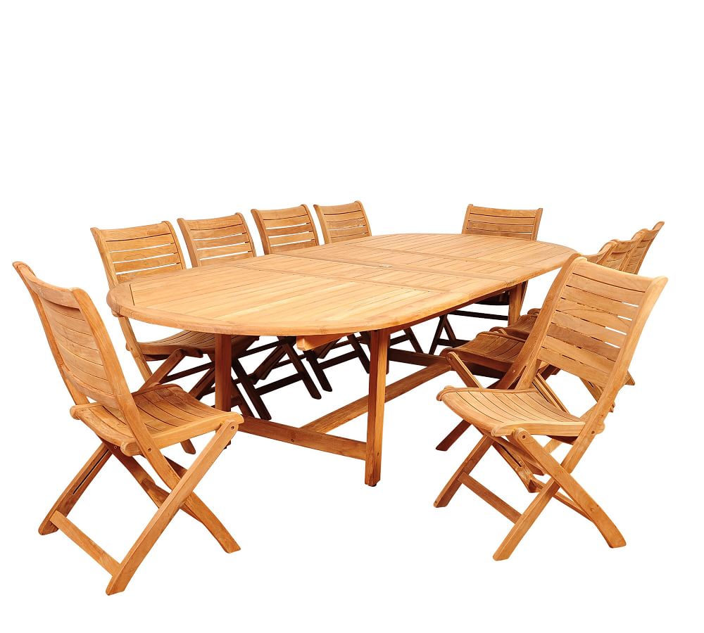 Nassau 11 Piece Teak Oval Table With Maya Folding Dining Chair Set Pottery Barn Nassau 11 Piece Teak Oval Table With Maya Folding Dining Chair Set Pottery Barn