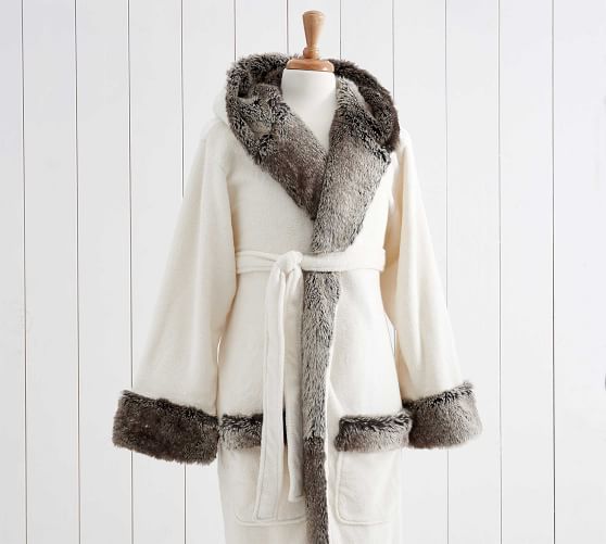 Ivory Faux Fur Cozy Robe Collections Fabulous-Furs