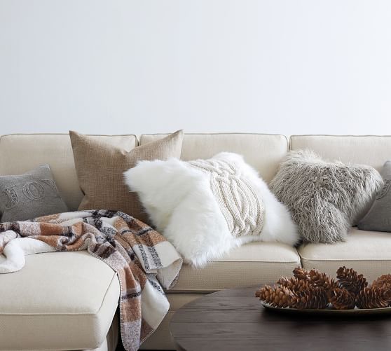 pottery barn fur pillows