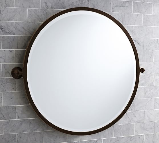 Kensington Pivot Round Wall Mirror, Round Pivot Bathroom Mirror