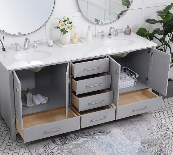 Riola 72 Double Sink Vanity Pottery Barn, What Size Mirrors For 72 Double Vanity