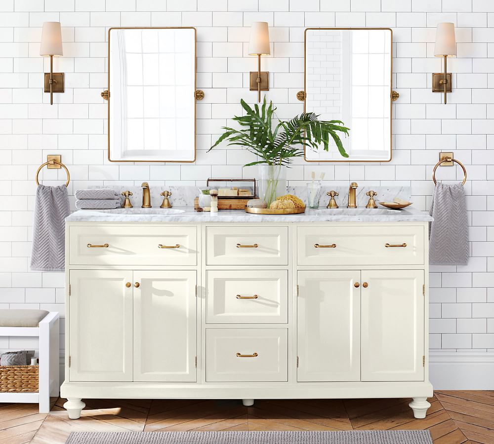 Custom Classic 655 Double Sink Vanity With Door Pottery Barn