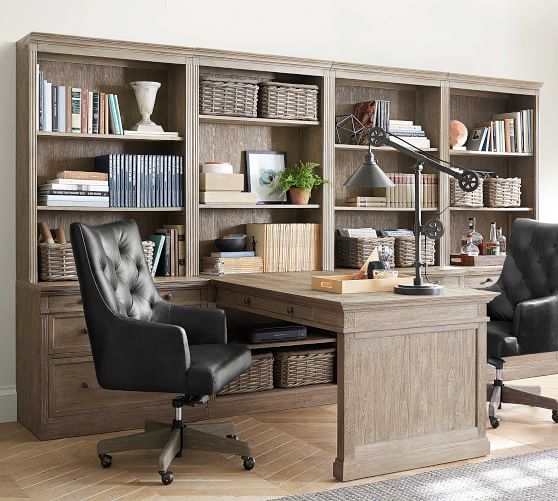Livingston Peninsula Desk With 140 Bookcase Suite Pottery Barn Livingston Peninsula Desk With 140, Pottery Barn Office Furniture