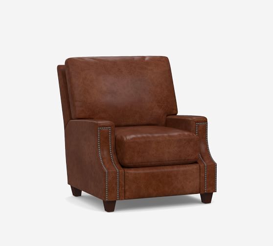 pottery barn james leather recliner reviews