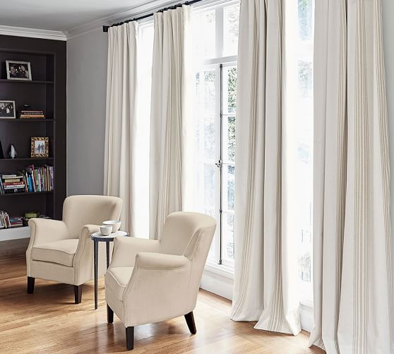 Riviera Striped Linen Cotton Rod Pocket Blackout Curtain Pottery Barn