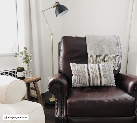 pottery barn james leather recliner reviews