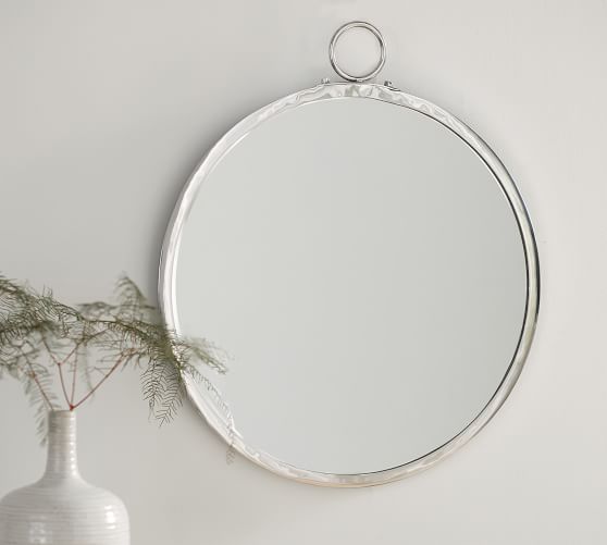 Logan Round Wall Mirror Pottery Barn Logan Round Wall Mirror Pottery Barn, Round Silver Wall Mirror Metal