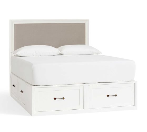 White Full Bed With Storage And Headboard - ipanemabeerbar