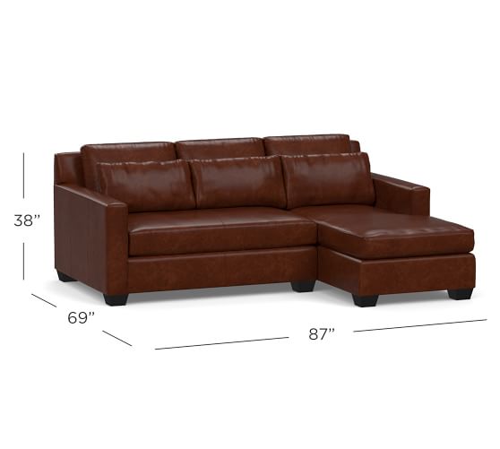 York Square Arm Deep Seat Leather, Deep Leather Sectional Sofa