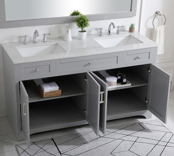 Cedra 60 Double Sink Vanity Pottery Barn, What Size Mirrors For 60 Double Sink Vanity