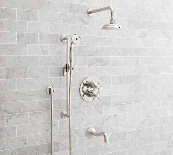 Mercer Cross Handle Thermostatic, Bathtub Shower Faucet Sets