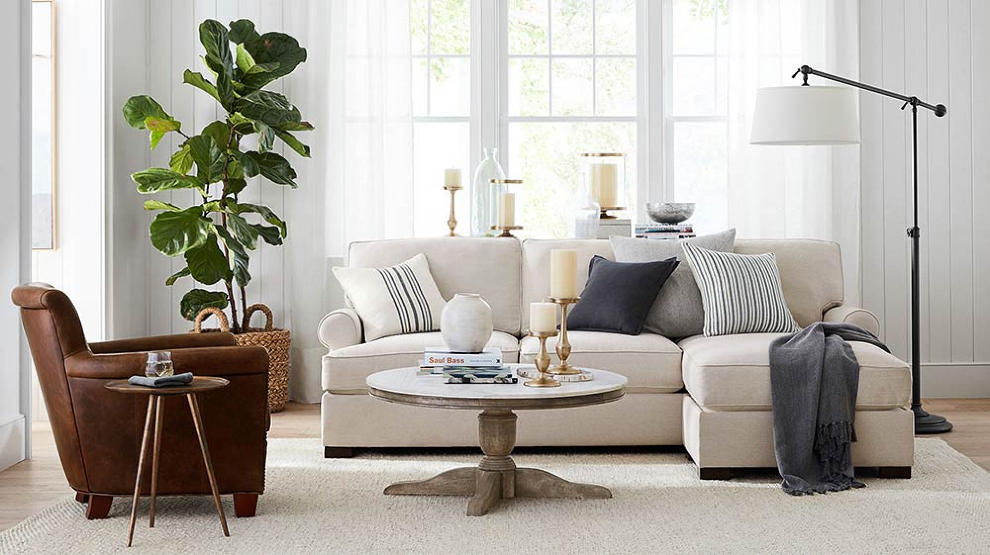 Townsend Roll Arm Upholstered Sofa with Storage Pottery Barn