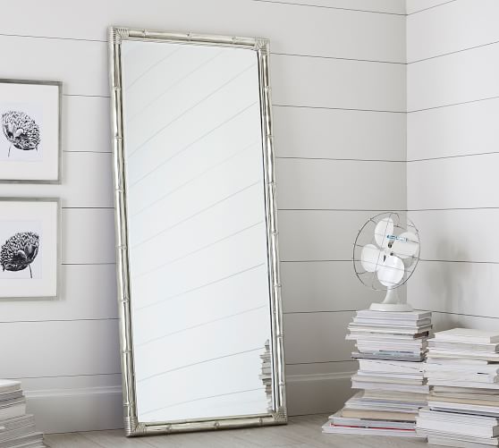 Bamboo Floor Mirror Standing Pottery Barn Bamboo Floor Mirror Standing, Silver Bamboo Frame Wall Mirror