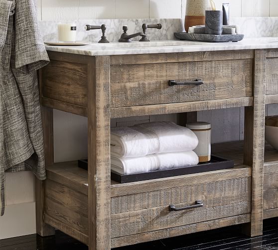Paulsen Reclaimed Wood Double Vanity, Barn Wood Vanity Cabinets