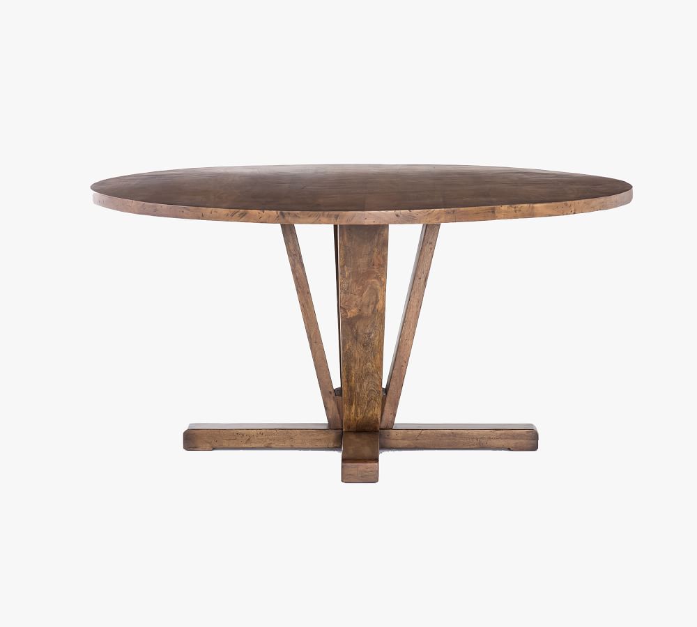 Parkview Reclaimed Wood Round Pedestal, Wood Round Pedestal Dining Table