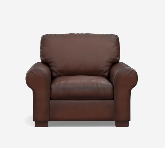 Turner Roll Arm Leather Armchair, Small Leather Armchair