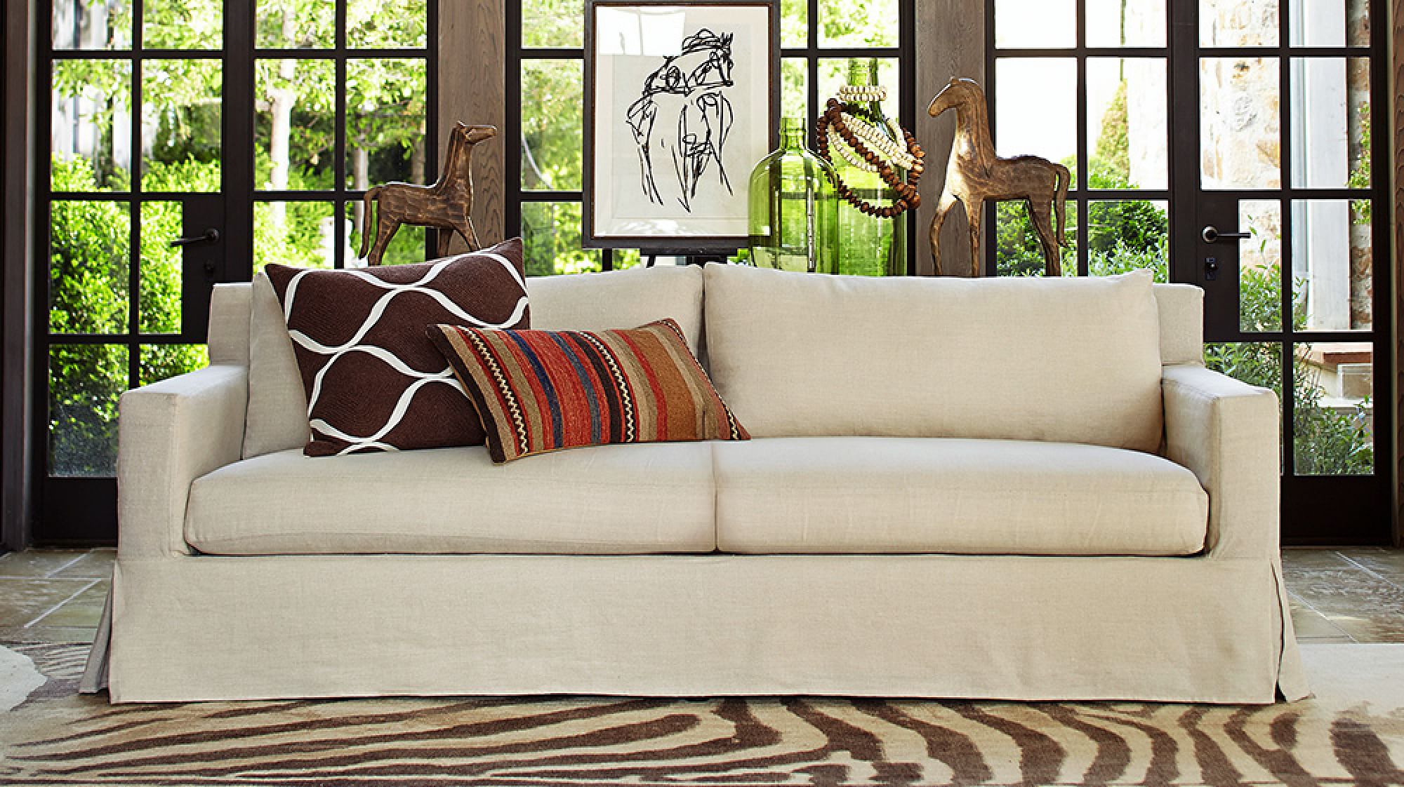 York Square Arm Slipcovered Fabric Sofa Pottery Barn