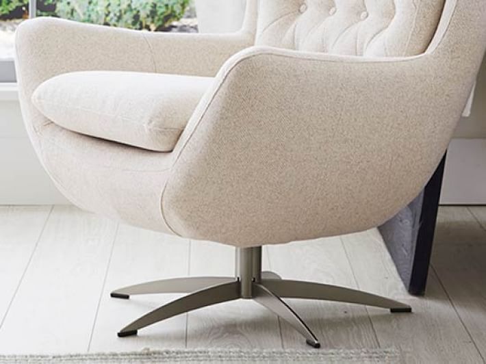 Wells Upholstered Swivel Chair Pottery Barn