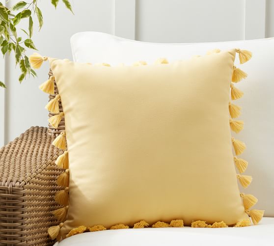 Tassel Trim Indoor Outdoor Pillows, Indoor Outdoor Pillows
