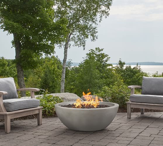 Nerissa Concrete 38 Round Natural Gas, Outdoor Gas Fire Pit Table And Chairs