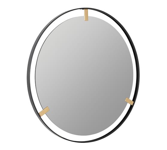 Aspen Black And Gold Round Wall Mirror, Black And Gold Round Wall Mirror