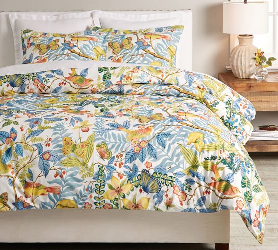 Adeline Floral Organic Percale Duvet Cover Pottery Barn