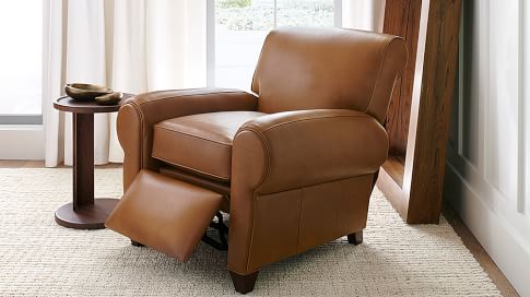Manhattan Leather Recliner Pottery Barn, Light Brown Leather Club Chair